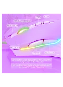 onikuma RGB 6400 DPI Wired Gaming Mouse Breathing LED Optical USB 7 Buttons Gamer Computer Pink Mice for Laptop PC Desktop  - Image 5