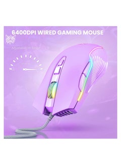 onikuma RGB 6400 DPI Wired Gaming Mouse Breathing LED Optical USB 7 Buttons Gamer Computer Pink Mice for Laptop PC Desktop  - Image 4