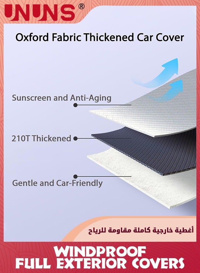 UNUNS Full Exterior Cover For Automobile And Car Covers Locks,Waterproof Car Covers All Weather,Dustproof Full Vehicle Cover With Reflective Strip,Universa Car Hood Car Cover,Grey L-470X190X185CM - Image 5