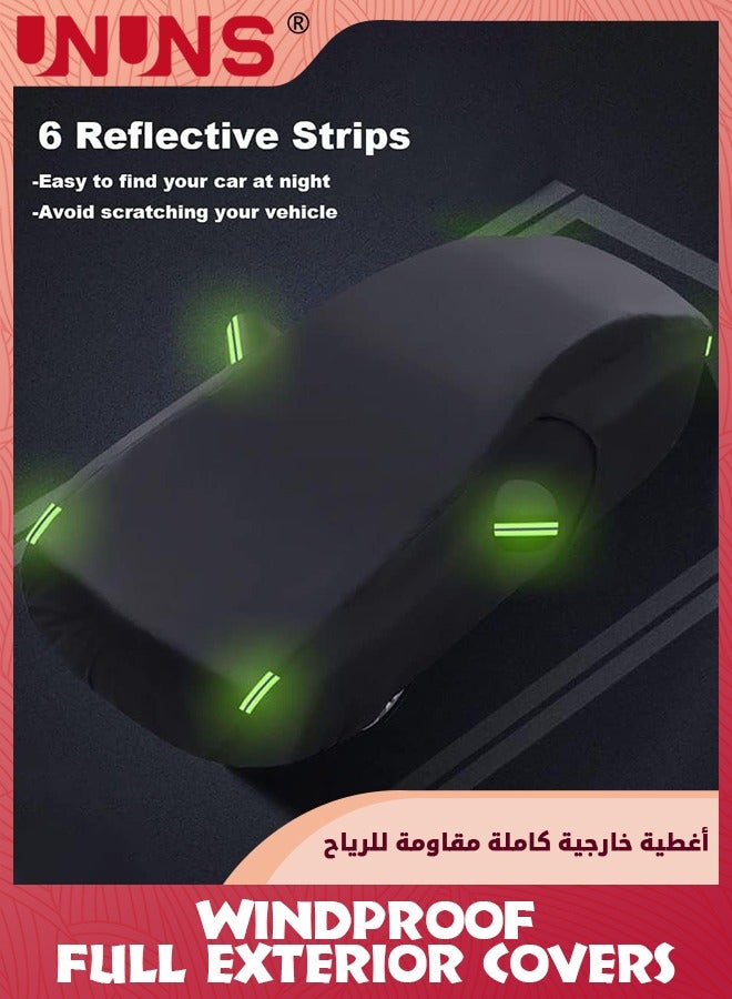 UNUNS Full Exterior Cover For Automobile And Car Covers Locks,Waterproof Car Covers All Weather,Dustproof Full Vehicle Cover With Reflective Strip,Universa Car Hood Car Cover,Grey L-470X190X185CM - Image 4
