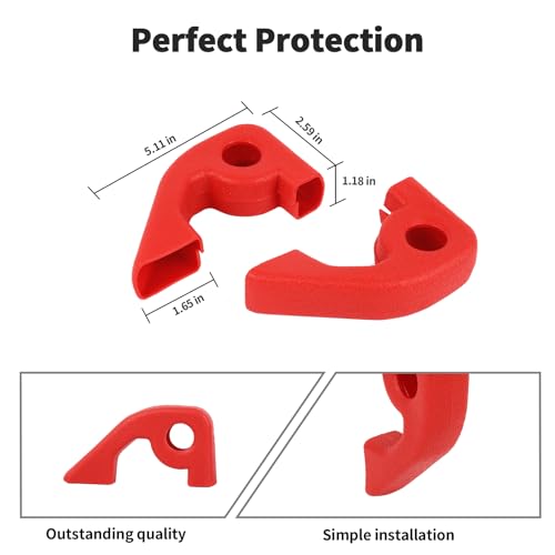 JWWY Front Bumper Tow Hook Covers Tow Trailer Hitch Receiver Cover Towing Hitch Rubber Sleeve Protector Cover Trim Fit for 2021-2025+ Ford Bronco Exterior Accessories Red 2PCS (Fixed) - Image 4