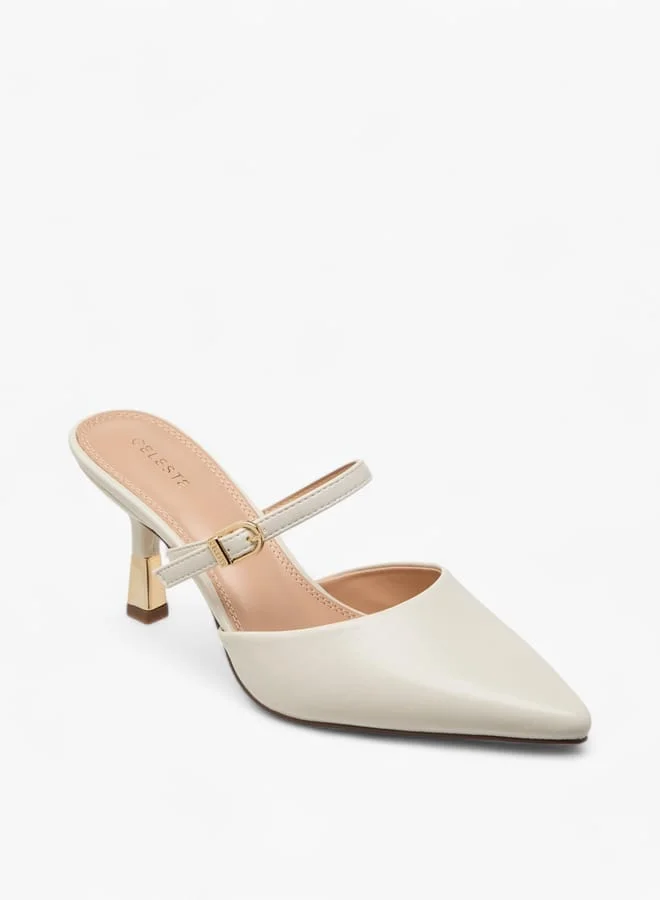 Celeste Women's Solid Slip-On Mules with Stilettos Heels