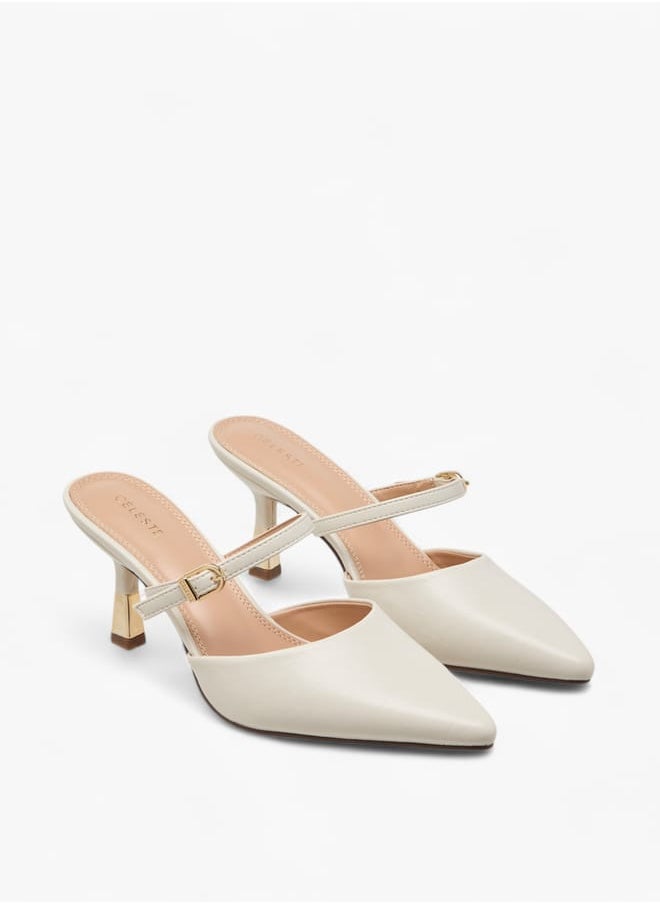 Celeste Women's Solid Slip-On Mules with Stilettos Heels  - Image 1
