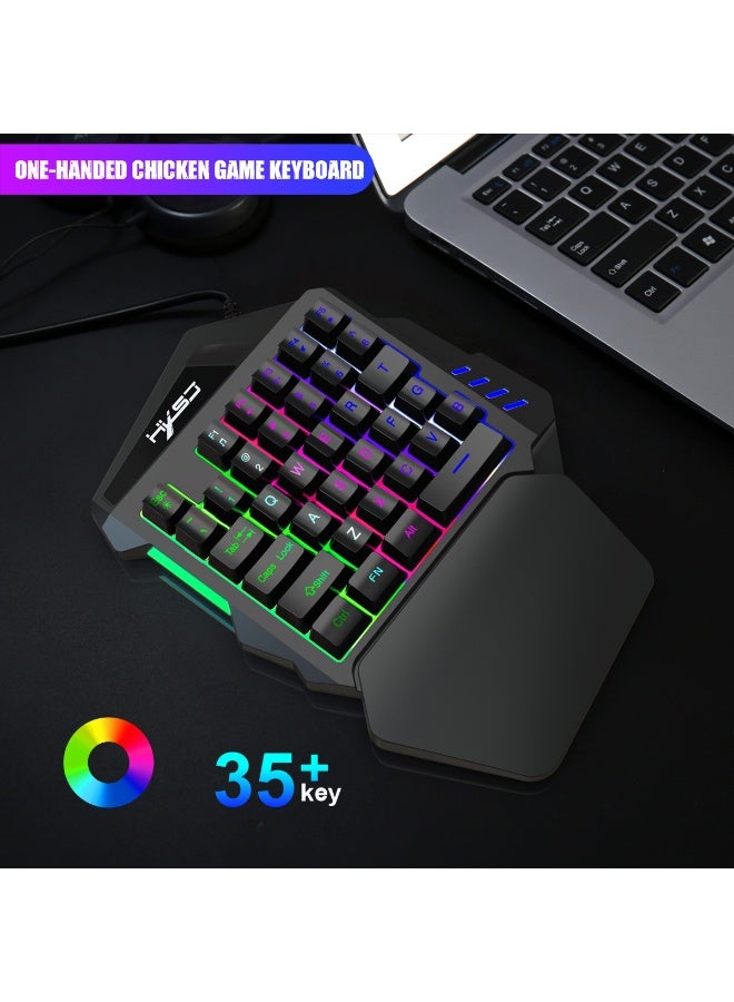 V100 single-handed keyboard left hand suit small mini portable mobile phone throne with chicken king game keyboard V100 wired thin model single-hand keyboard cowhide box packaging