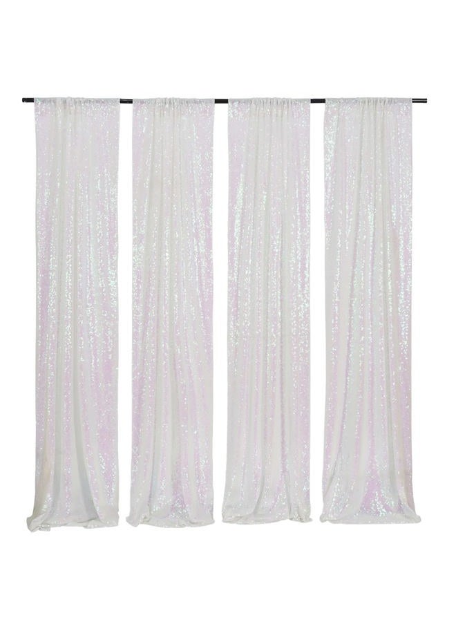 Poise3EHome White Iridescent Sequin Backdrop Curtains, 4 Panels Sequin Backdrop, 2FTx8FT Sequin Curtains for Party Wedding Sequence Backdrop (White Iridescent, 4 pcs-2ftx8ft) - Image 1