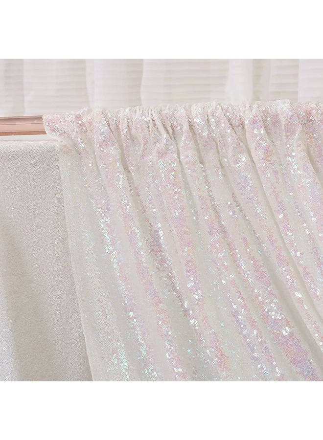 Poise3EHome White Iridescent Sequin Backdrop Curtains, 4 Panels Sequin Backdrop, 2FTx8FT Sequin Curtains for Party Wedding Sequence Backdrop (White Iridescent, 4 pcs-2ftx8ft) - Image 4