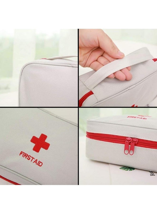 Bluwings Mini First Aid Kit Travel Pouch Medicine Storage Organizer Bag with Handle for Indoor Outdoor Picnic Travel Home Office (1 Pc) (Grey) - Image 4
