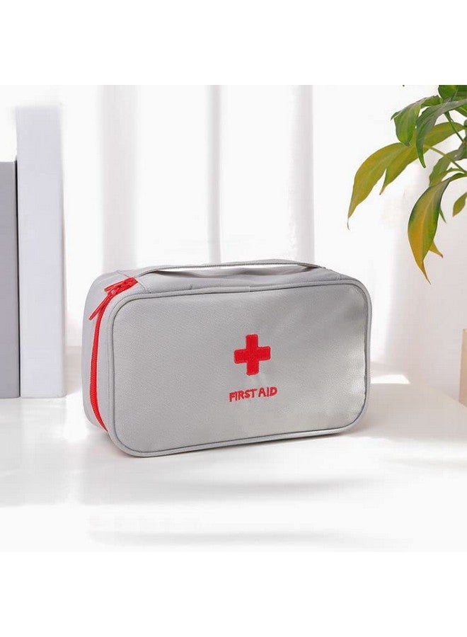 Bluwings Mini First Aid Kit Travel Pouch Medicine Storage Organizer Bag with Handle for Indoor Outdoor Picnic Travel Home Office (1 Pc) (Grey) - Image 3