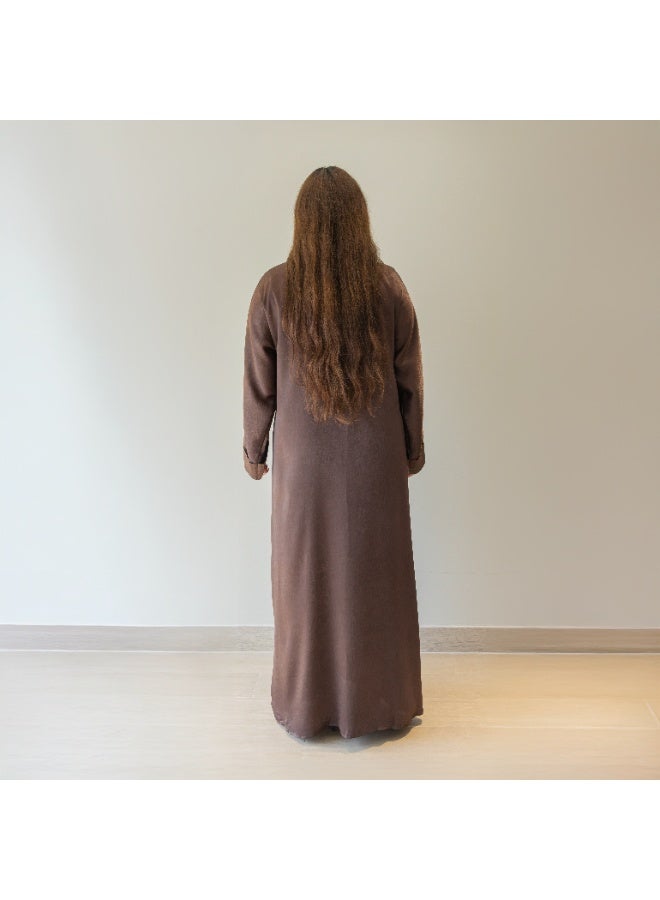 LINELLE عباءة لينيل بنية لامعة ذات ملمس - لمسة خفيفة، ملابس يومية ومناسبات محتشمة - Image 3