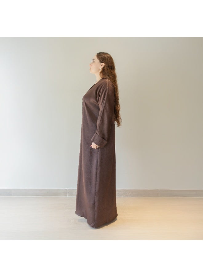 LINELLE عباءة لينيل بنية لامعة ذات ملمس - لمسة خفيفة، ملابس يومية ومناسبات محتشمة - Image 2