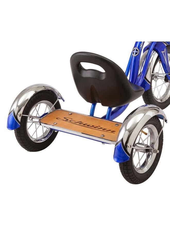 SCHWINN Roadster Tricycle, 12 Inch Front Wheel Bike for Kids Ages 2-4, Low Center of Gravity, Retro Steel Frame, Adjustable Seat Grows with your Child, Rear Deck, Tricycle for Toddlers - Image 4