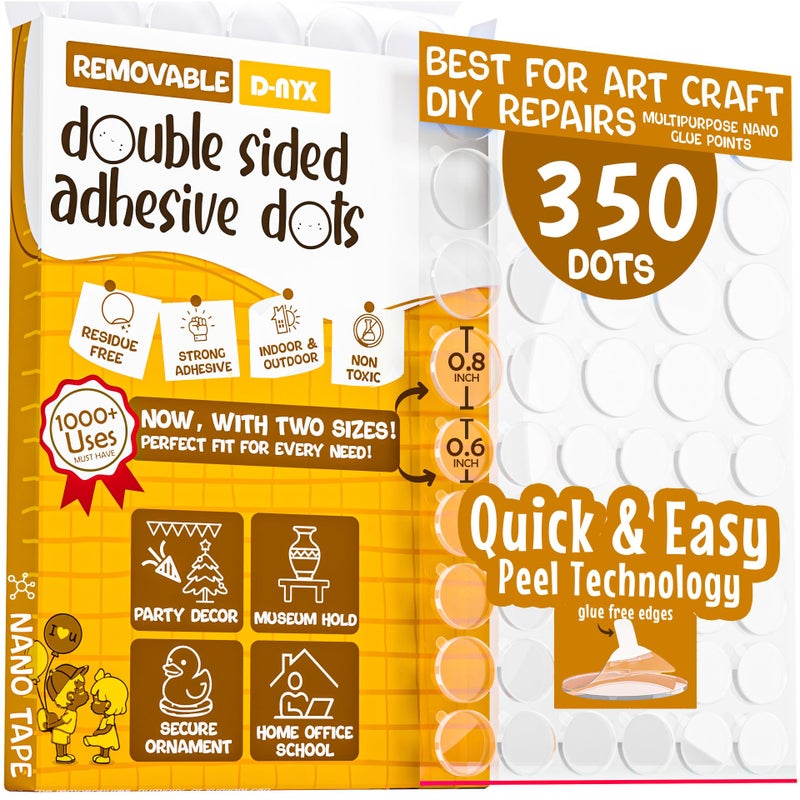 D-NYX Double Sided Tape Adhesive Dots Stickers 280, 350, 450, 550 or 700 Pack Removable Putty No Trace Clear Sticky Tac Blue Sticky Tack Balloon Tassels Picture Hanging Strips (350 Sticky Dots) - Image 1