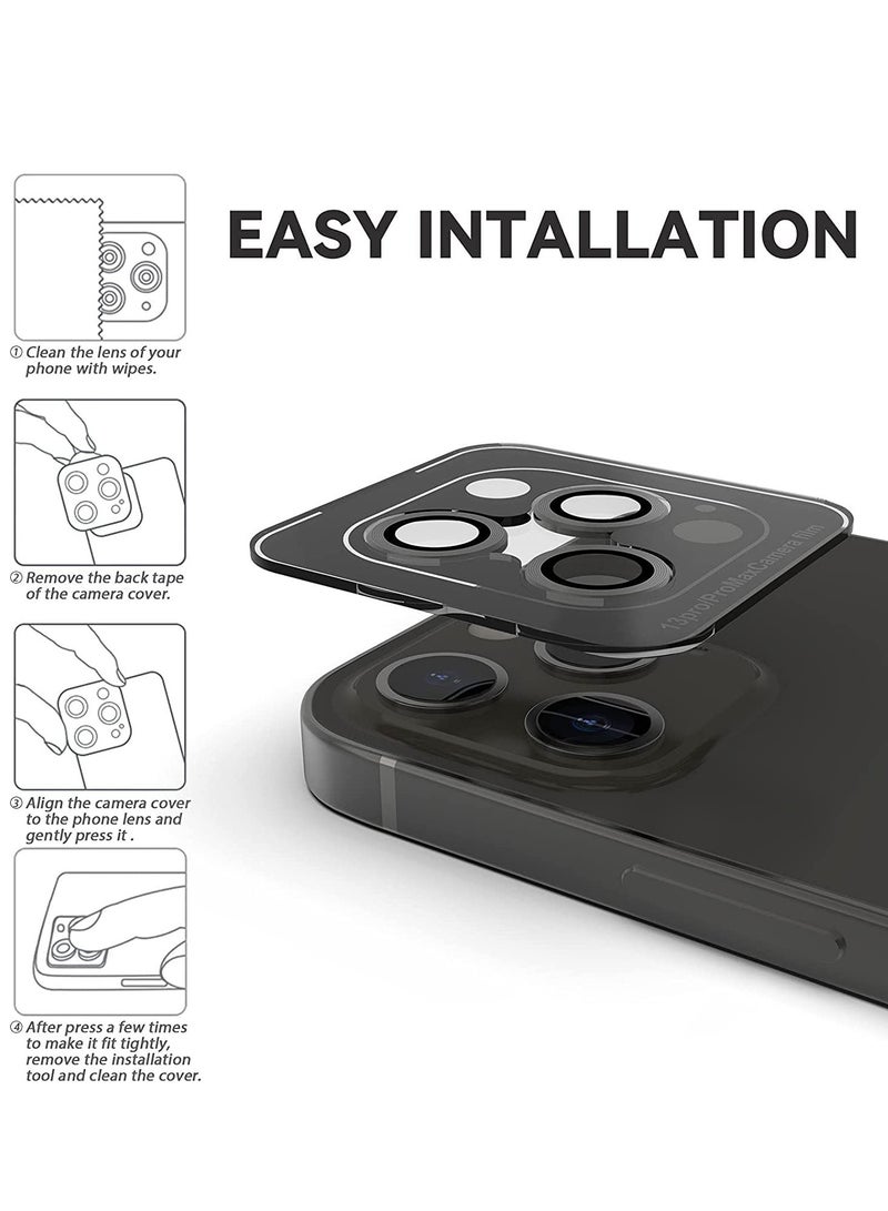 for iPhone 14 Pro - iPhone 14 Pro Max Camera Lens Protector, 9H Tempered Glass Camera Cover Screen Protector Metal Individual Ring for iPhone 14Pro 6.1 inch iPhone 14 ProMax 6.7 inch (Graphite Gray)  - Image 3