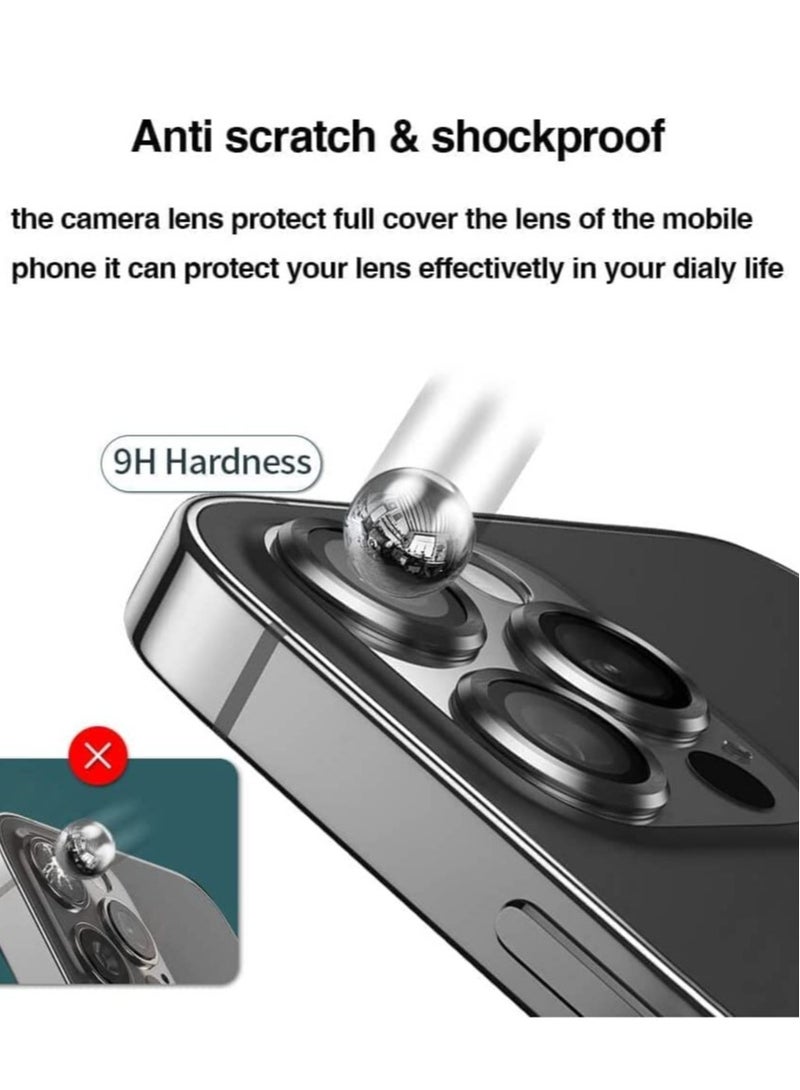 for iPhone 14 Pro - iPhone 14 Pro Max Camera Lens Protector, 9H Tempered Glass Camera Cover Screen Protector Metal Individual Ring for iPhone 14Pro 6.1 inch iPhone 14 ProMax 6.7 inch (Graphite Gray)  - Image 2