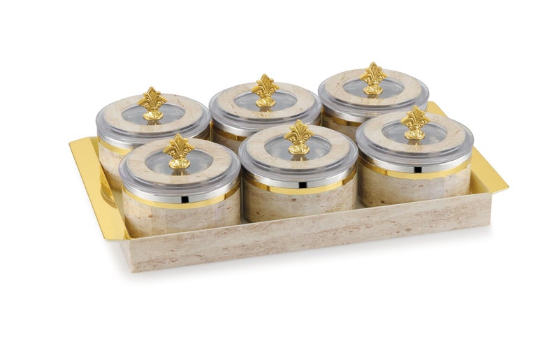 Nabhya Jupiter Multipurpose Dry Fruit Air Tight Storage Container With Inner Steel Bowl & Serving Tray for Home & Kitchen 500ml (Beige, Set of 6) - Image 3