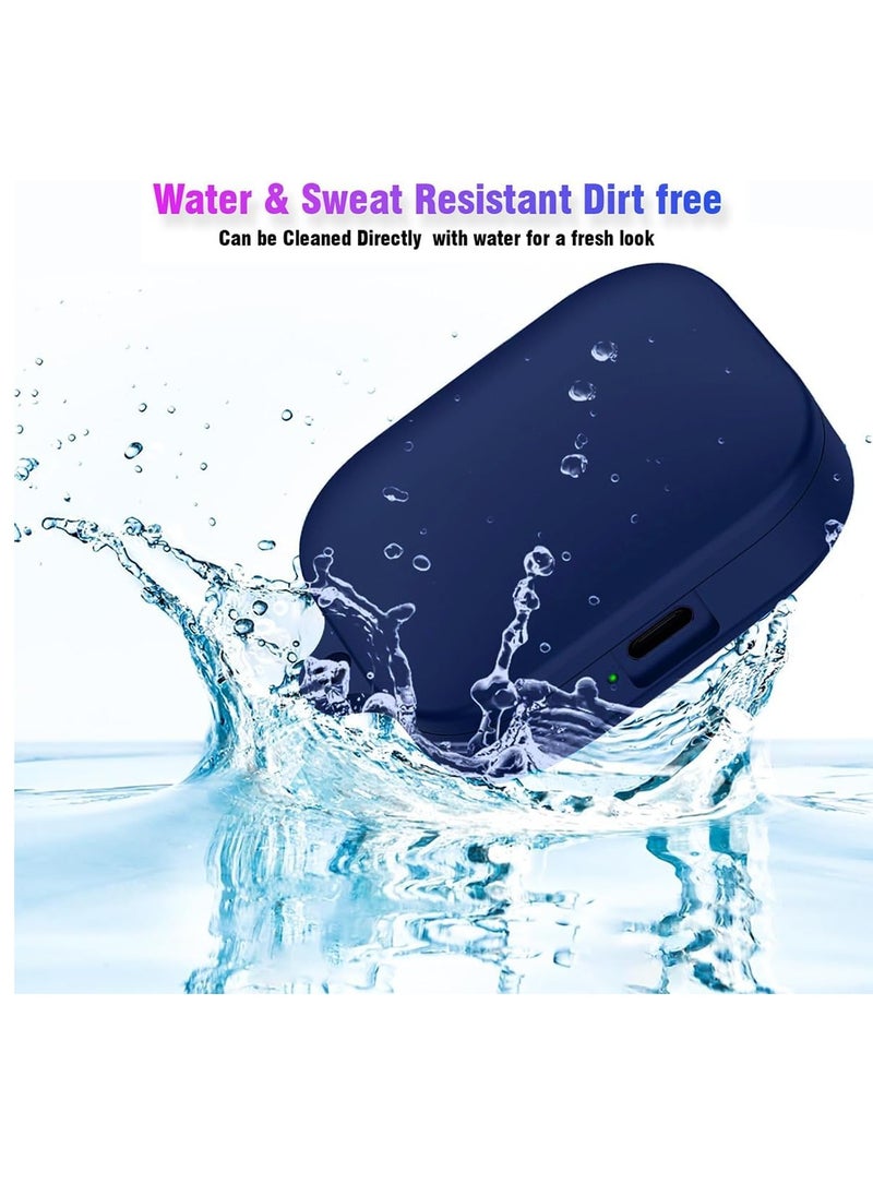 Generic - Shockproof Silicone Protective Case with Buckle Compatible with Redmi Buds 5 (Midnight Blue) - Image 1