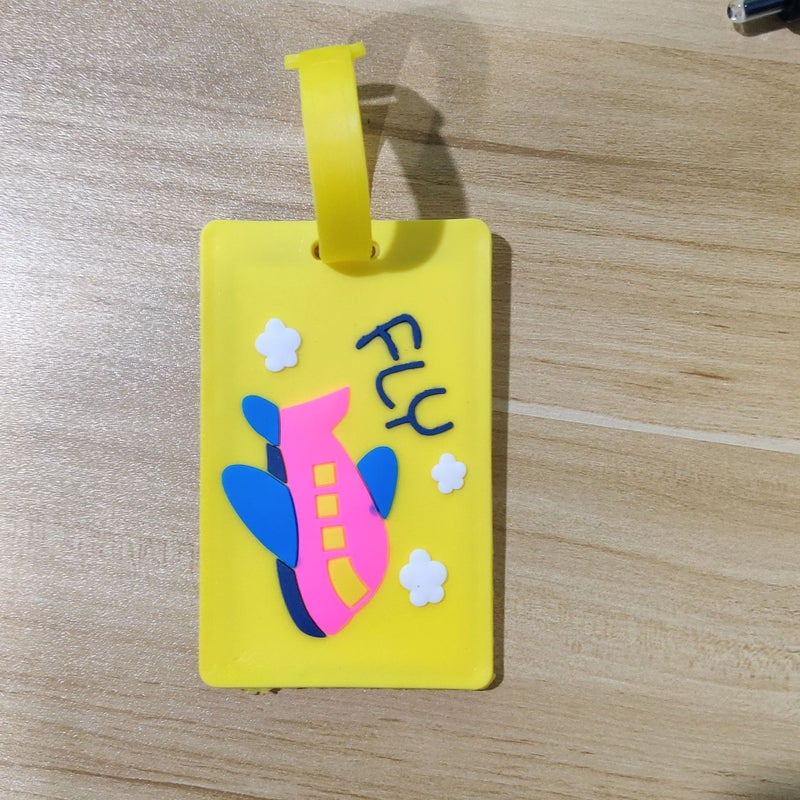 Creative PVC Luggage Tags Cartoon Suitcase ID Yellow aircraft 