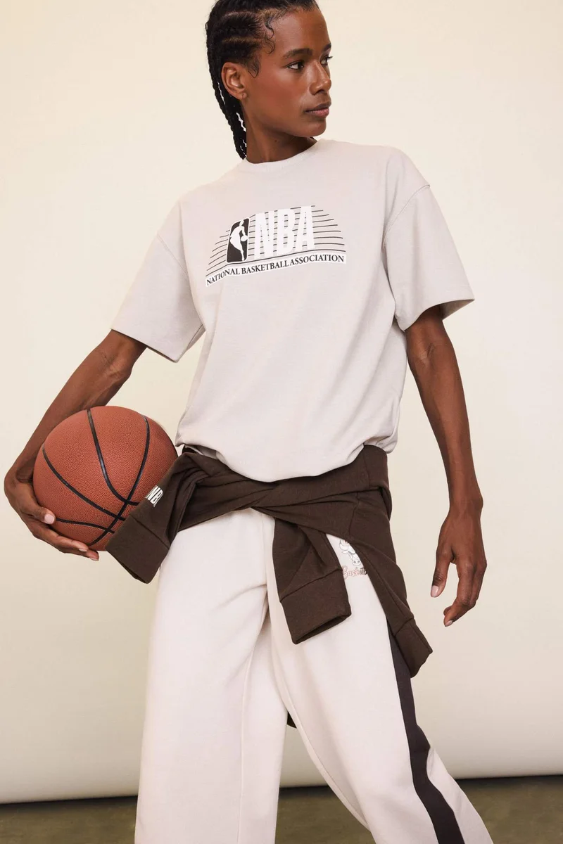 DeFacto DeFactoFit NBA Wordmark Oversize Fit Crew Neck Pique T-Shirt