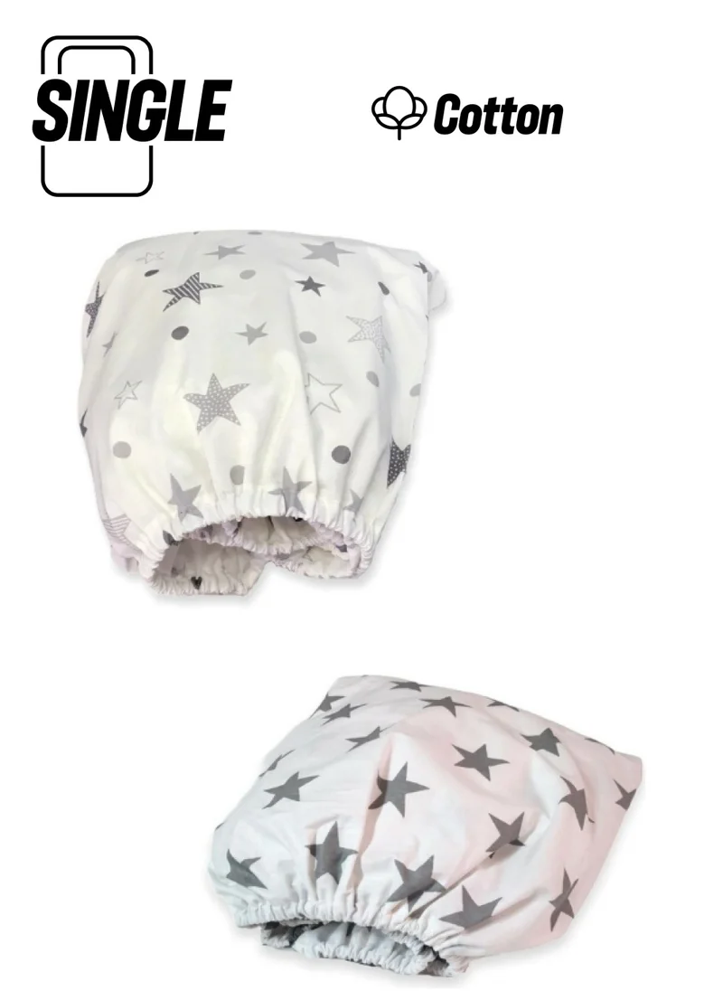 Bebek Özel Baby Special Cotton Baby and Kids Fitted Sheet New Gray Stars 80X140 (2 Pieces)
