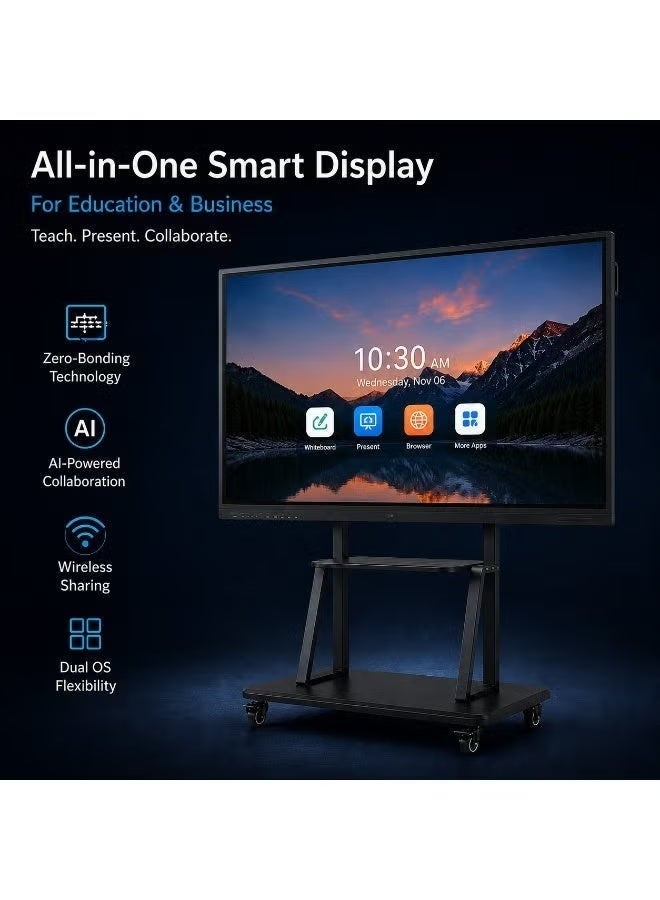 إيزون eZon 86" Interactive Flat Panel Display, 4K UHD Smart Board, Android 14, 8GB RAM, 128GB Storage, 48MP AI Camera, 8-Mic Array, Touchscreen Display for Meeting Rooms and Classrooms - Image 2