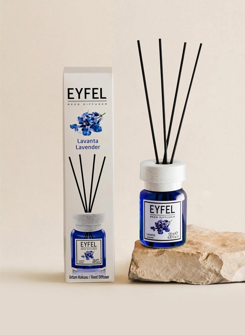 آيفيل موزع عطر برائحة اللافندر (لافندر) 120 مل | تصميم أنيق ورائحة تدوم طويلاً برائحة اللافندر | أعواد توزيع عطر فاخرة للمنزل والمكتب - Image 2