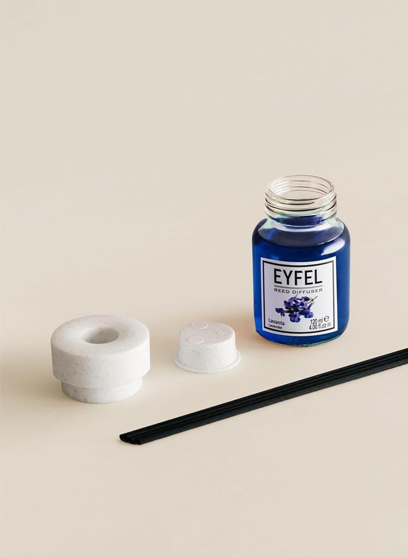آيفيل موزع عطر برائحة اللافندر (لافندر) 120 مل | تصميم أنيق ورائحة تدوم طويلاً برائحة اللافندر | أعواد توزيع عطر فاخرة للمنزل والمكتب - Image 3