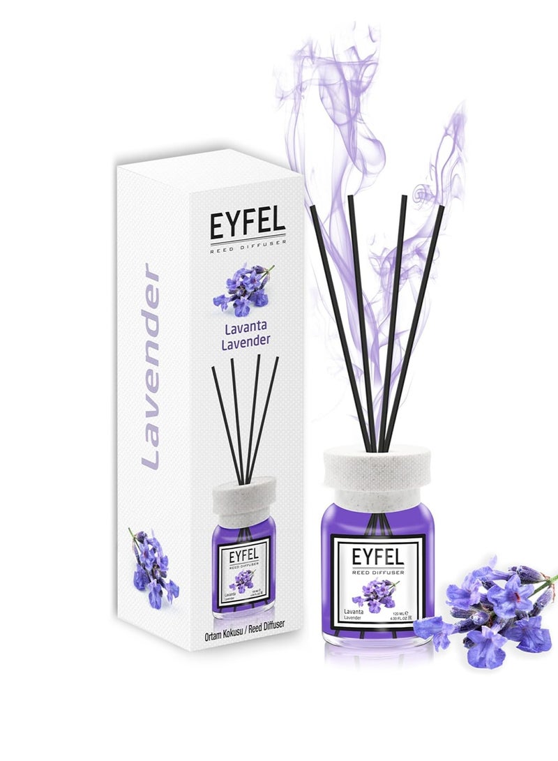 آيفيل موزع عطر برائحة اللافندر (لافندر) 120 مل | تصميم أنيق ورائحة تدوم طويلاً برائحة اللافندر | أعواد توزيع عطر فاخرة للمنزل والمكتب - Image 4