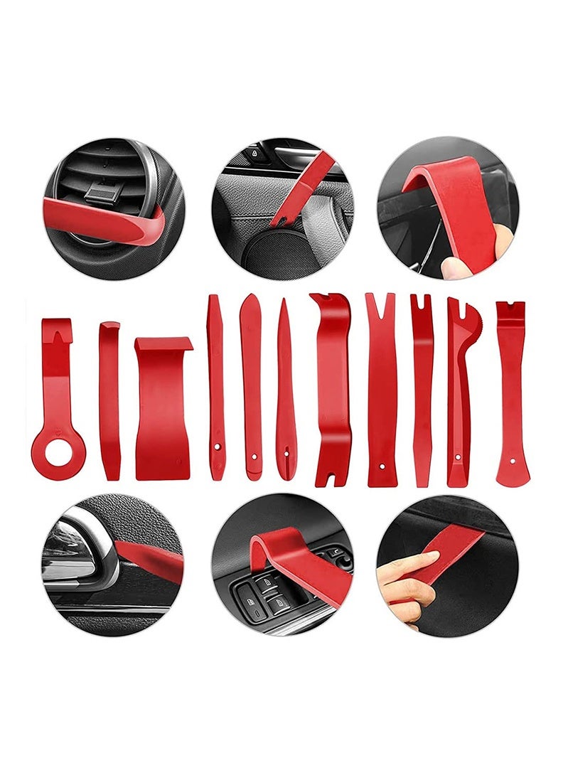 أدوات إزالة ملقط أدوات إزالة لوحة باب السيارة طقم إزالة تنجيد الصوت، طقم أدوات إزالة مشابك السيارات السريعة مع حقيبة تخزين 19 قطعة (أحمر) - Image 5