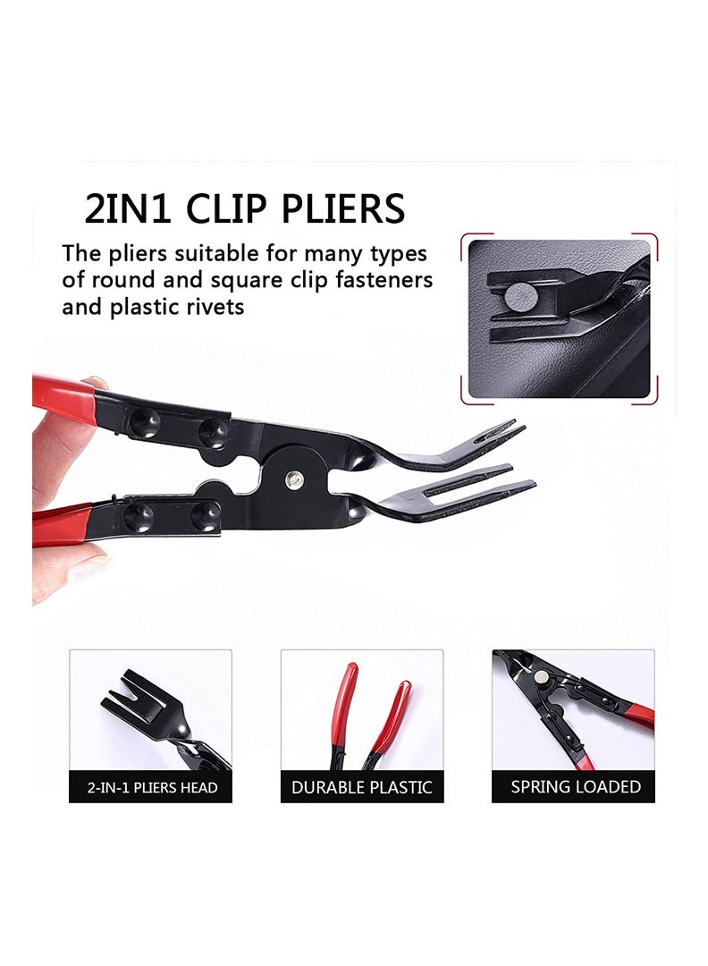 أدوات إزالة ملقط أدوات إزالة لوحة باب السيارة طقم إزالة تنجيد الصوت، طقم أدوات إزالة مشابك السيارات السريعة مع حقيبة تخزين 19 قطعة (أحمر) - Image 4