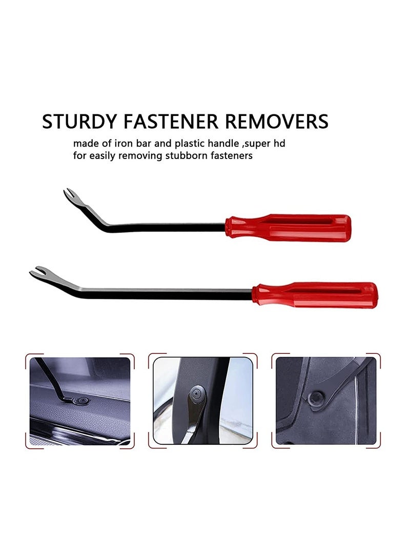 أدوات إزالة ملقط أدوات إزالة لوحة باب السيارة طقم إزالة تنجيد الصوت، طقم أدوات إزالة مشابك السيارات السريعة مع حقيبة تخزين 19 قطعة (أحمر) - Image 2