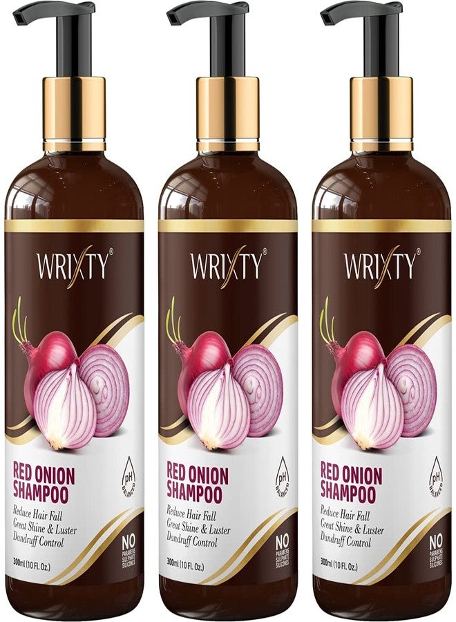 Wrixty شامبو وريكستي بالبصل الأحمر للشعر، مضاد لتساقط الشعر ويحمي من التلف - 900 مل (300 مل × عبوة من 3) | شامبو لشعر لامع وبراق | خالٍ من البارابين والكبريتات والسيليكون - Image 2