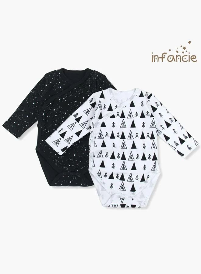 Luna & Lily Pack of 2 - Graphic Print Wrap Style Bodysuit
