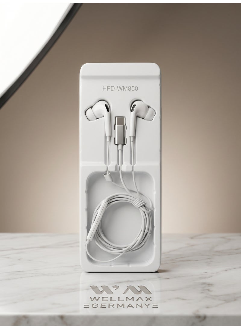 WELLMAX WM WMAX WM550 Type-C Earphones – High-Quality Digital In-Ear Wired Headphones with HD Microphone and Volume Control for iPhone 15/16, Samsung Galaxy S24, and Pixel Devices - Image 5
