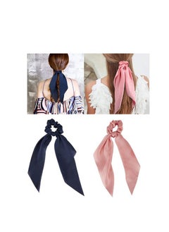 Lawie Lawie 10 Pack Colorful Solid Satin Long Hair Ribbons Knotted Hair Bows Long Tails Scrunchies Scarf Hair Ties Headbands Elastics Rubber Hairbands Scrunchie Ponytail Holders Accessories for Women Girls  - Image 2