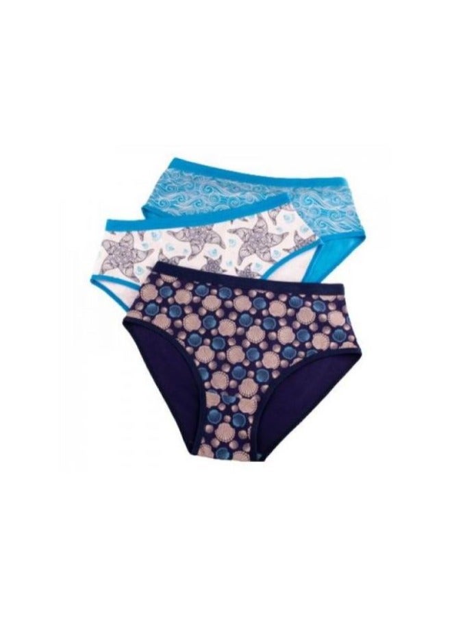 Dice Patterned Contrast-Binding Mid-Rise Briefs for Women, Set of 3 - Multi Color