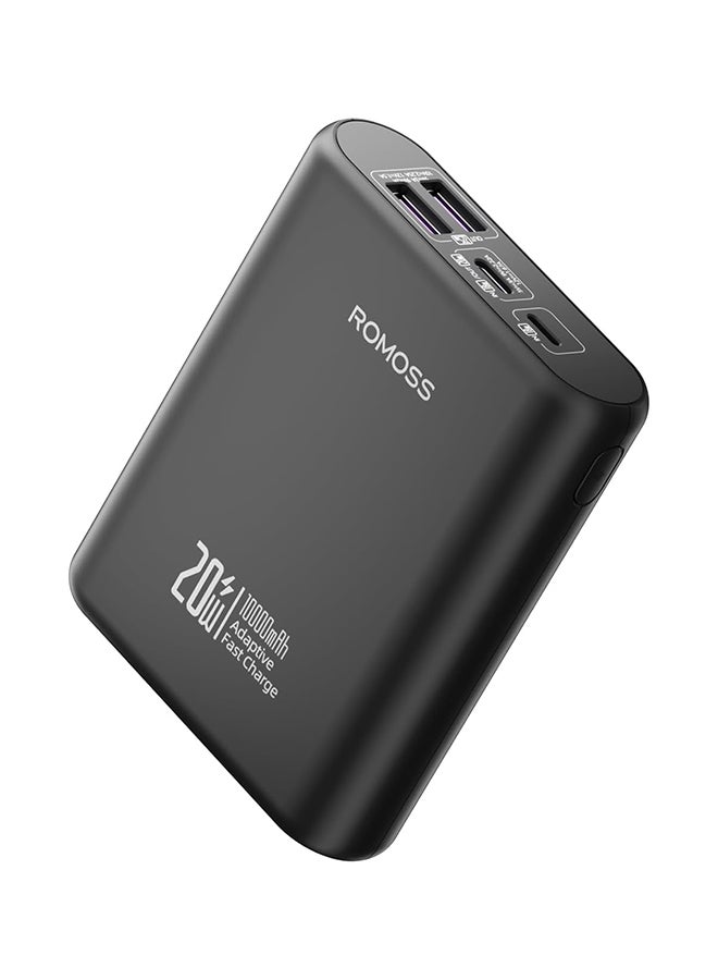 ROMOSS 10000.0 mAh ROMOSS PB 10000mAh 20W PD USB-C IN 18W/OUT 20W LIGHTNING IN 18W 2xUSB-A OUT 22.5W BLACK Black - Image 1