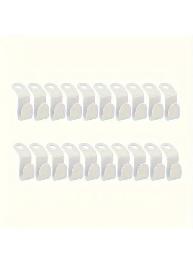 White Space Saving Clothes Hangers 20pcs Wall Mounted Wardrobe Tie Storage Hooks - Image 3