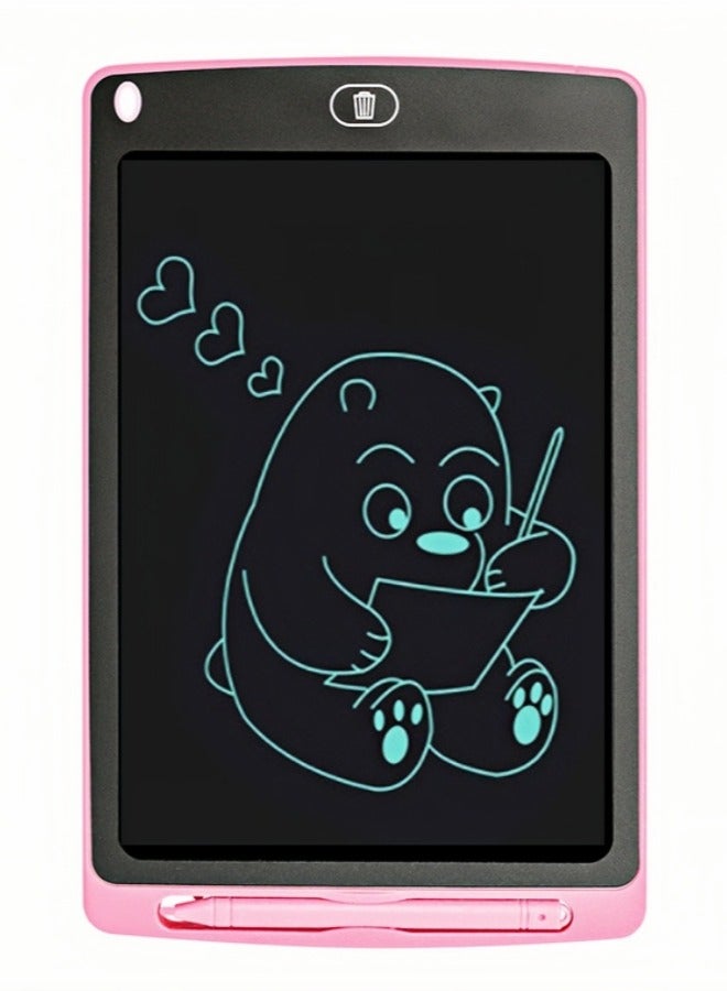10 " Children's Hand-painted Color Writing Pad, LCD Writing Tablet (Pink) - Image 1