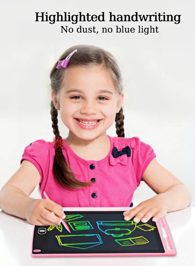 10 " Children's Hand-painted Color Writing Pad, LCD Writing Tablet (Pink) - Image 3