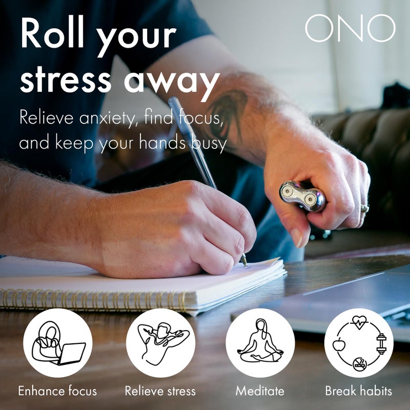 ONO Roller - Handheld Fidget Toy for Adults | Help Relieve Stress, Anxiety, Tension | Promotes Focus, Clarity | Compact, Portable Design (Natural, Junior Size - Stainless Steel) - Image 5