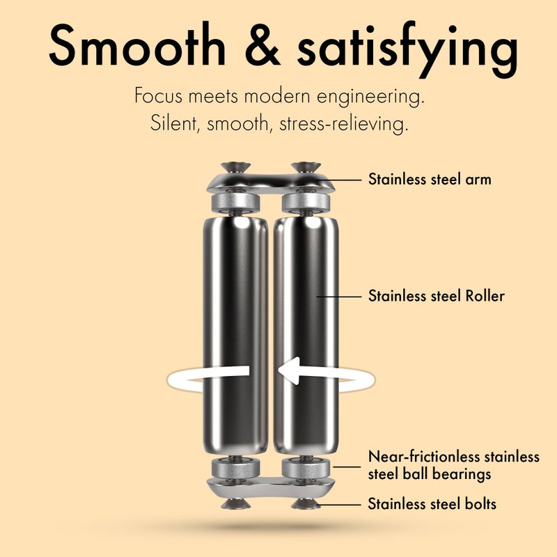 ONO Roller - Handheld Fidget Toy for Adults | Help Relieve Stress, Anxiety, Tension | Promotes Focus, Clarity | Compact, Portable Design (Natural, Junior Size - Stainless Steel) - Image 4