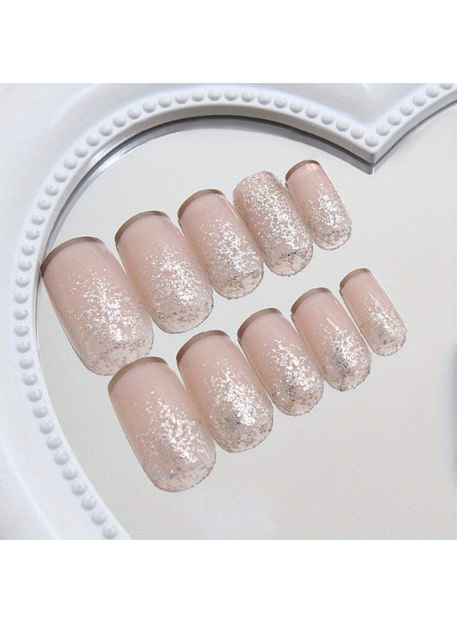Goolsky Luxe French Glitter 24 - Piece Press - on Nails for Sparkling Elegance - Image 3