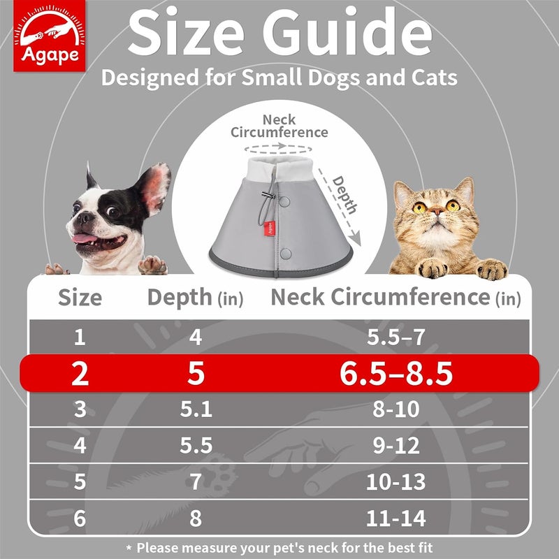 Agape Soft Dog Cone for Small Dogs & Cats (Gray (Small Dogs Cone), 2 (Neck:6.5"-8.5")) - Image 2