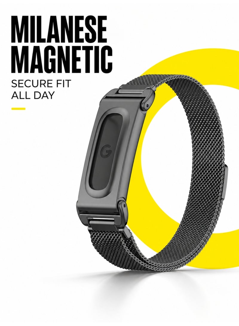 BASEMENT-1 Magnetic Milanese Band Compatible with Google Fitbit Air, Adjustable Metal Mesh Replacement Strap - Image 1