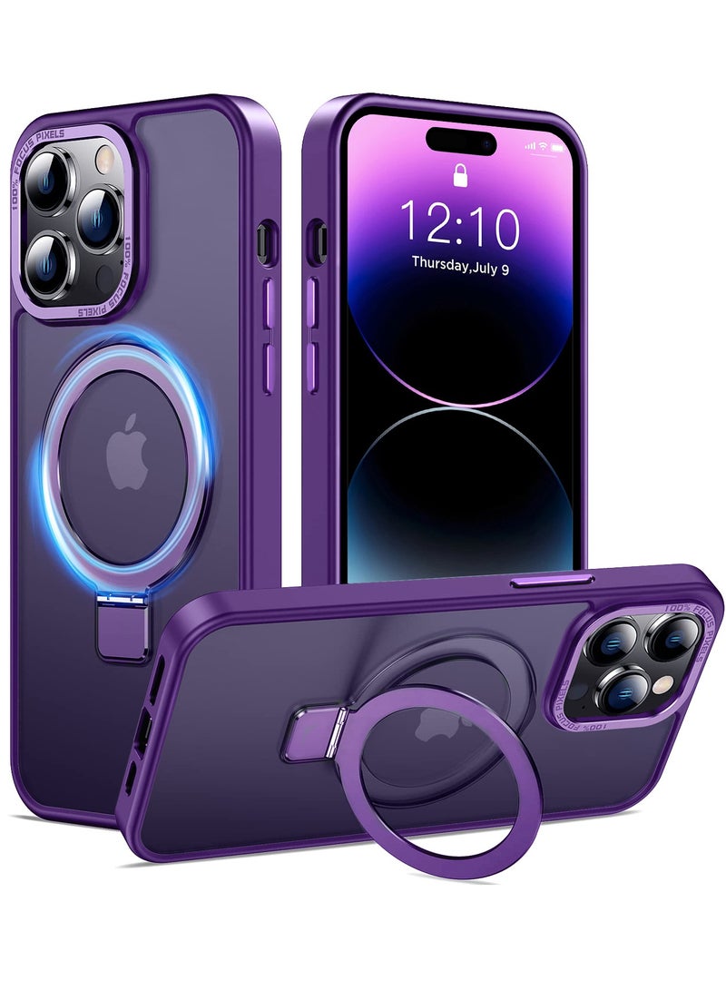 Concretization iPhone 14 Pro Max MagSafe Case with Magnetic Invisible Stand,【Full Shockproof Protection】Matte Back Phone Cover with Magnet Kickstand for Apple 14 Pro Max (2022)(Purple) - Image 1