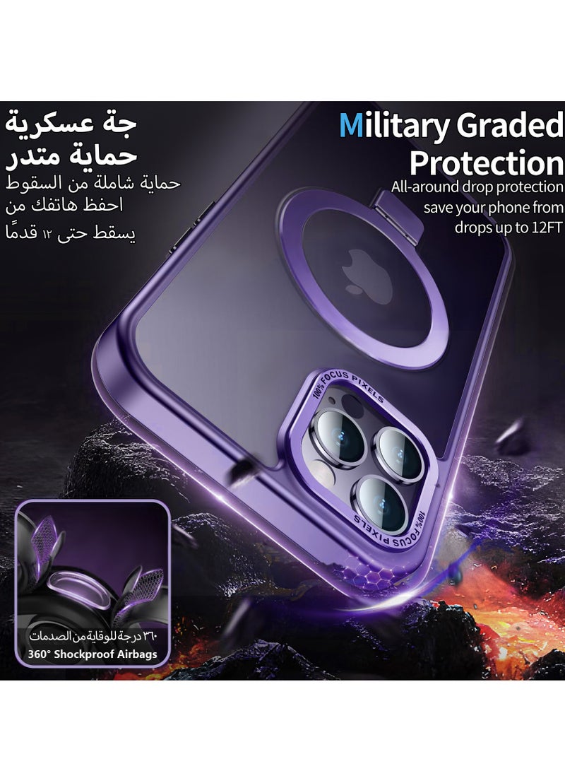 Concretization iPhone 14 Pro Max MagSafe Case with Magnetic Invisible Stand,【Full Shockproof Protection】Matte Back Phone Cover with Magnet Kickstand for Apple 14 Pro Max (2022)(Purple) - Image 3