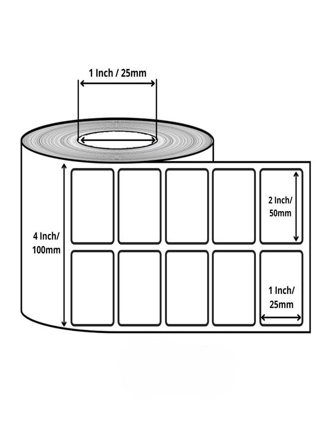 HIGH Rise Direct Cromo Paper Barcode Label Sticker 2 x 1 inch - 50mm x 25mm | 4000 Labels Per Roll | White Self Adhesive Sticker for Printing Barcoding (4 Roll Per Pack (16000 Labels)) - Image 3