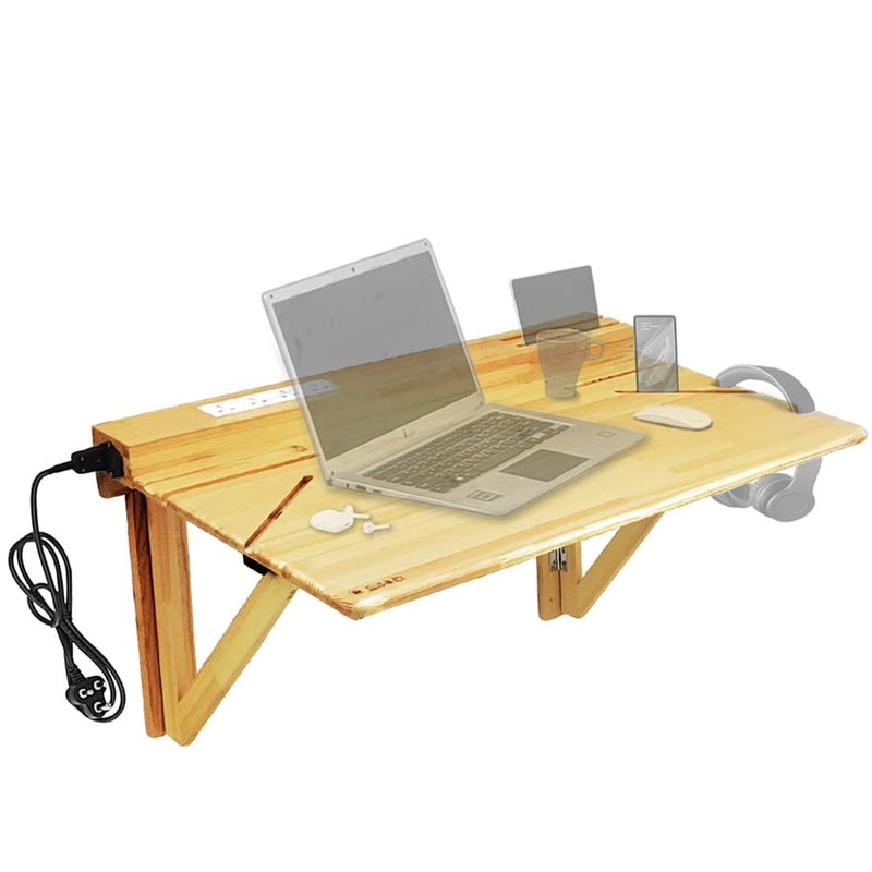 SOLVD-IN-BOX SOLVDINBOX Foldable Wall Mount Table Folding Wall Mounted Shelf office tables for work from home Foldable Wood Study Table Office Laptop Table Stand Writing Desk Work Table for Home Office Medium - Image 1