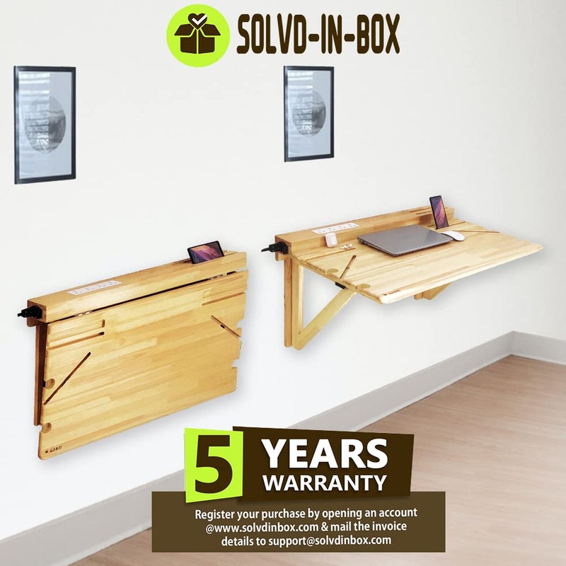 SOLVD-IN-BOX SOLVDINBOX Foldable Wall Mount Table Folding Wall Mounted Shelf office tables for work from home Foldable Wood Study Table Office Laptop Table Stand Writing Desk Work Table for Home Office Medium - Image 4