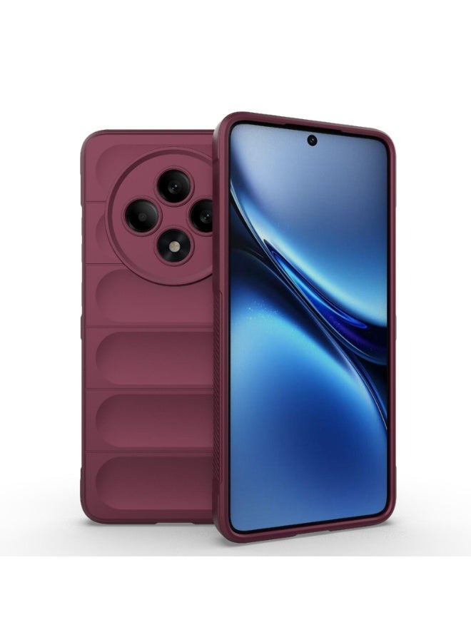 Premium Protection Back Silicone Case Compatible with Oppo Reno 12F Magic Shield Shockproof Case with Camera Protection (wine Red)  - Image 1